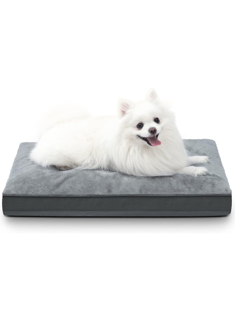 Premium Pet Mattress | Water-Resistant Base & Plush Sleeping Mat with Removable Cover, Anti-Slip Bottom for All Sizes (Grey, 29" x 18") - Image 2